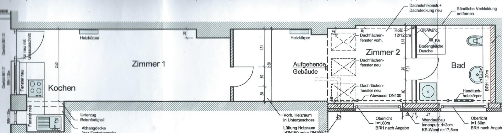 Der Planungsgrundriss für die 2,5 Zimmerwohnung